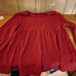 SHEIN Red Pleated Blouse